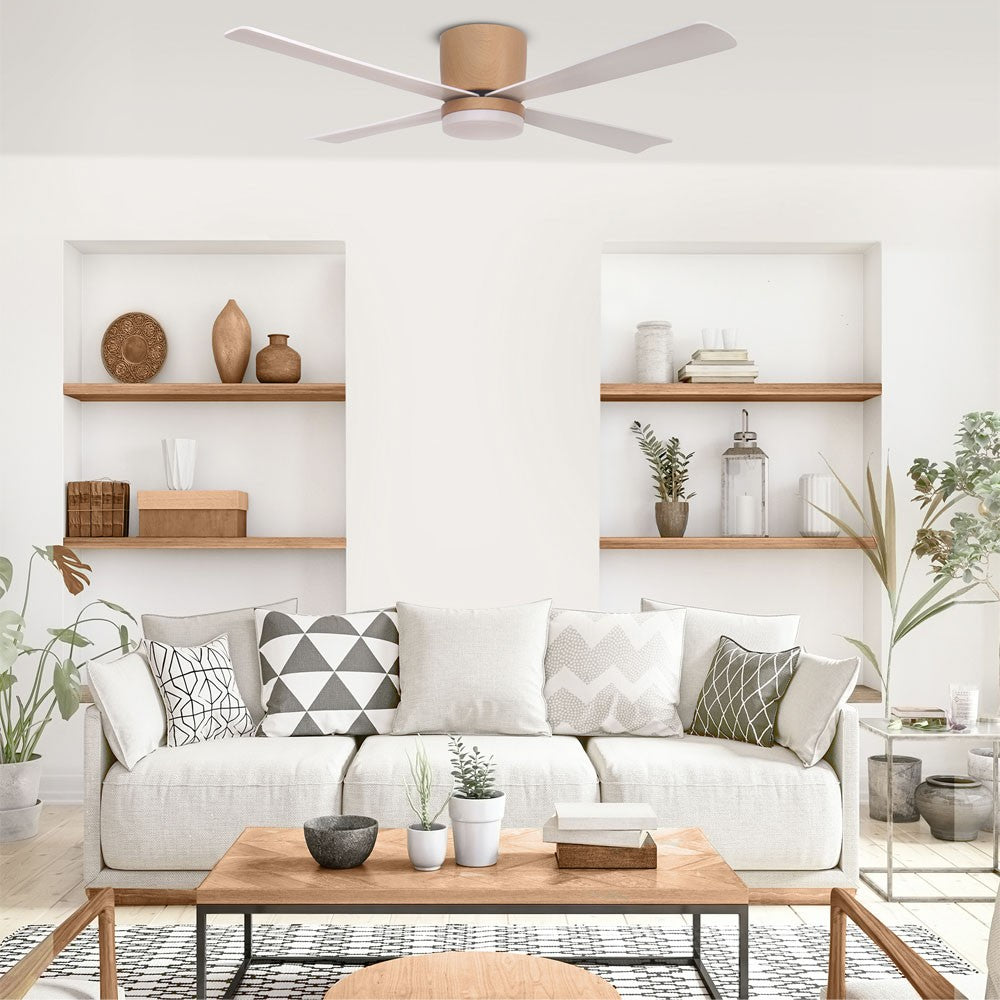 Ventilador de techo moderno ideal para salón o dormitorio con estilo natural