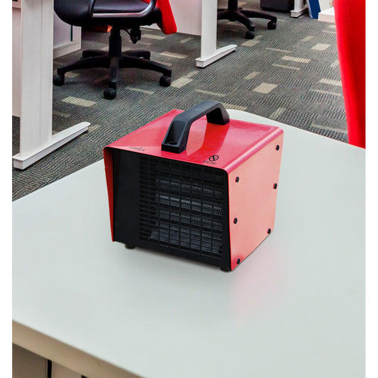 Termoventilador Chopo fabricado en metal color rojo para calefacción