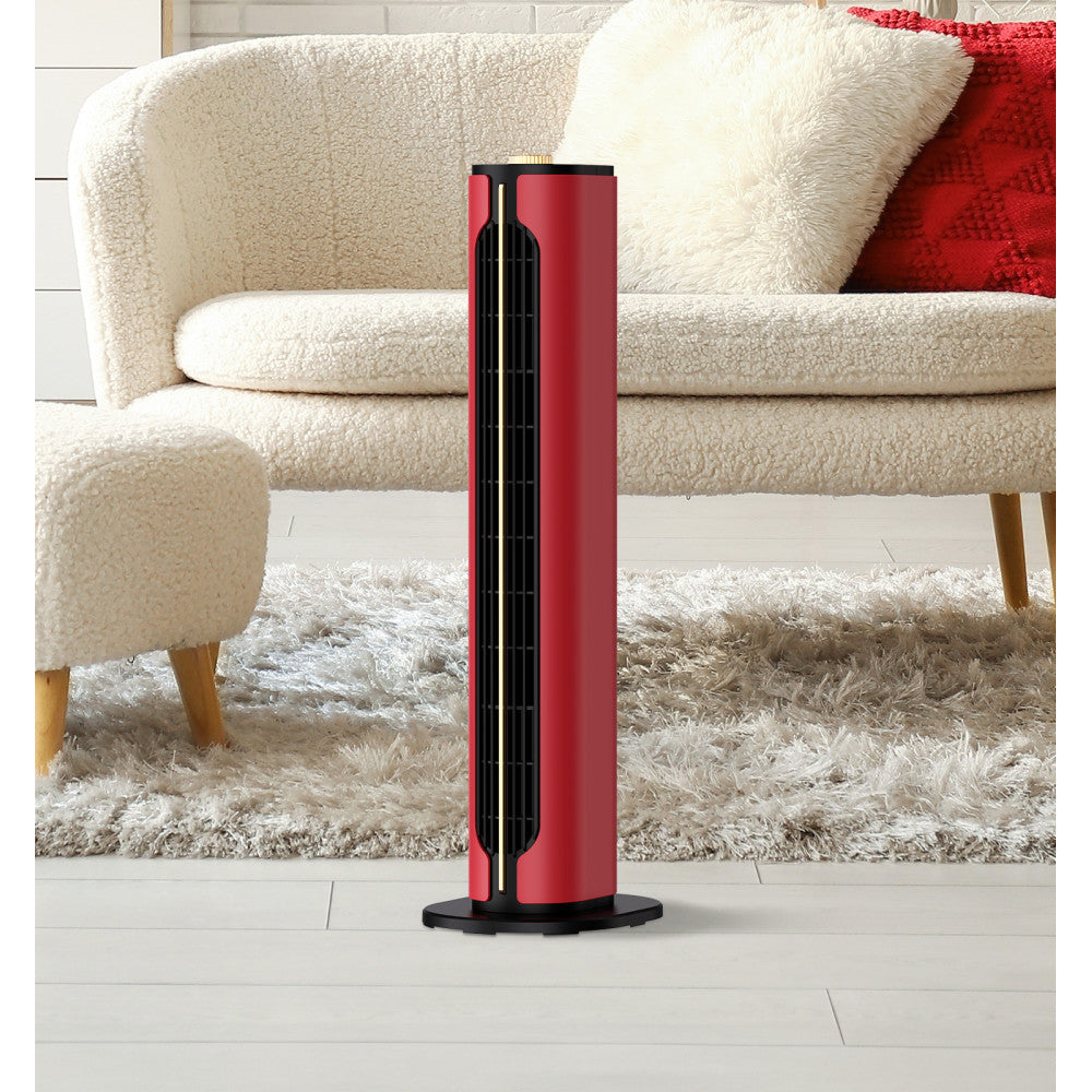 Termoventilador vertical fabricado en metal y cerámica color Rojo/Negro