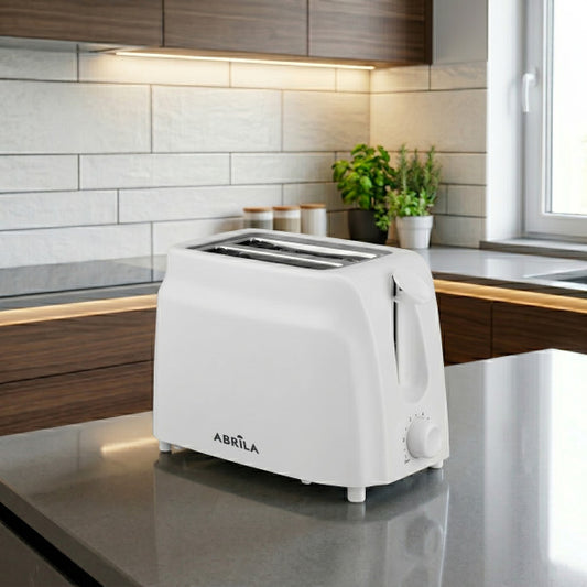 Tostador de Pan Cofio 750 W Blanco 2 Ranuras Fabrilamp instalada en ambiente decorativo de salón o dormitorio | Fabrilamp / Abrila