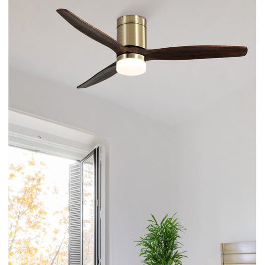 Ventilador de Techo con Luz LED Aguilón 132 cm Cuero y Roble Fabrilamp - imagen 2 | Fabrilamp / Abrila