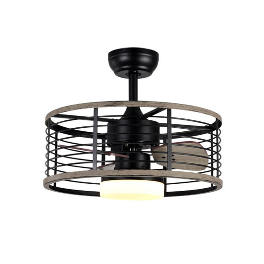 Ventilador de Techo con Luz LED Pella 50 cm Negro y Madera Fabrilamp instalada en ambiente decorativo de salón o dormitorio | Fabrilamp / Abrila