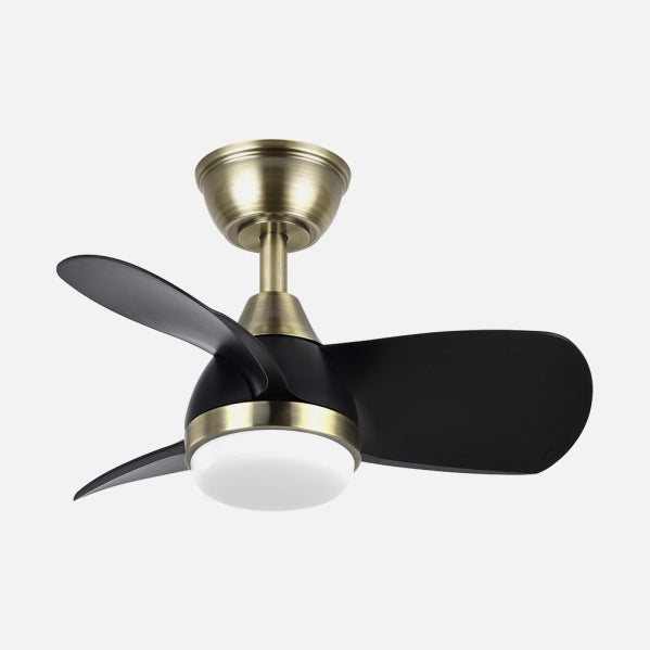 Ventilador de Techo con Luz LED Pirdo 60 cm Cuero/Negro Fabrilamp encendida con proyección de luz y ambiente | LuzGurú