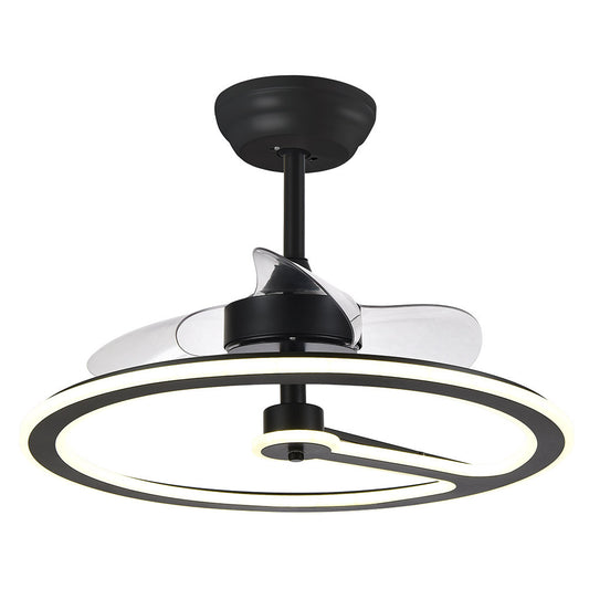 Ventilador CHOM fabricado en metal negro y aspas de policarbonato transparente, color principal negro