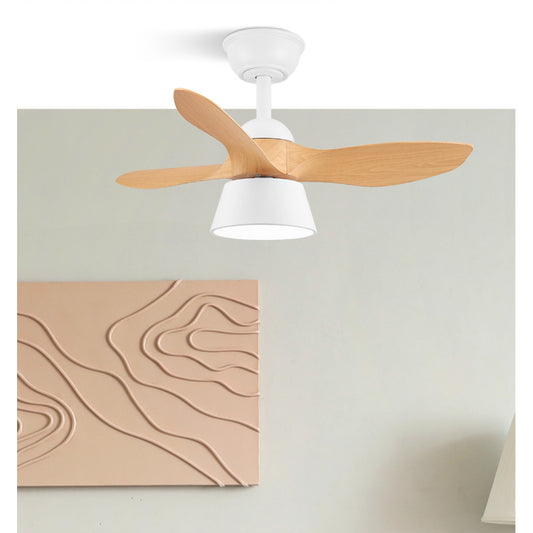 Ventilador CUBICO fabricado en metal, ABS y policarbonato color Blanco/Haya