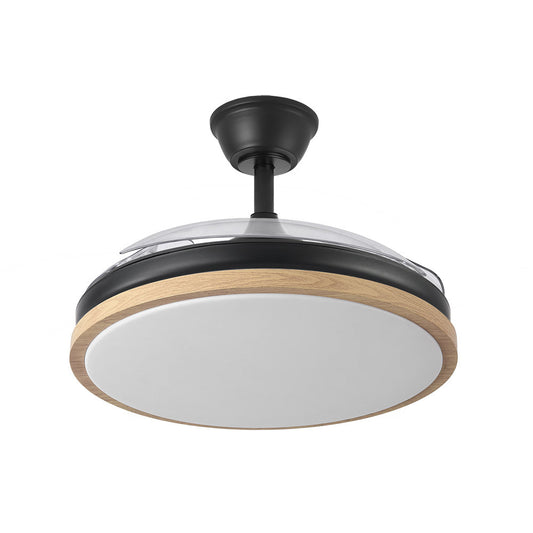 Ventilador de techo EVROS fabricado en metal negro/haya con aspas ABS