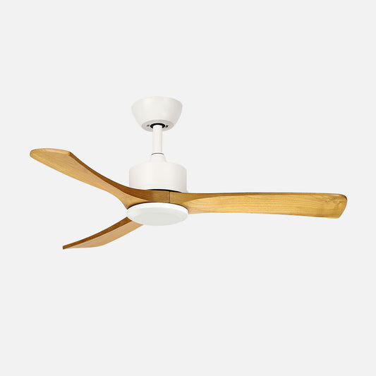 Ventilador Hellin fabricado en metal y madera color blanco y haya