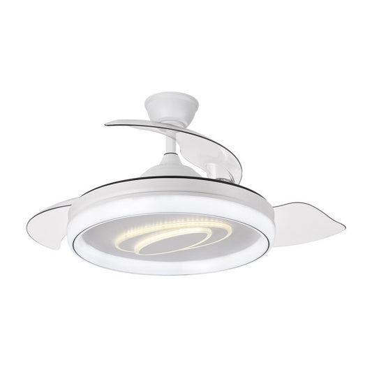 Ventilador DC Maracana 59W Blanco, vista lateral con aspas desplegadas