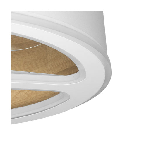 Ventilador Tatiana fabricado en Metal color Blanco con detalles en Madera Clara