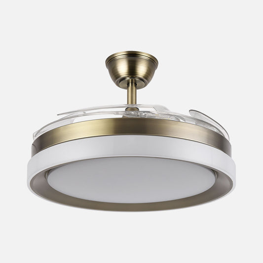 Ventilador Zenit fabricado en metal color cuero con aspas ABS