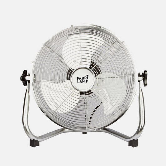 Ventilador Industrial Libis 60W Cromo 40 cm Fabrilamp instalada en ambiente decorativo de salón o dormitorio | Fabrilamp / Abrila