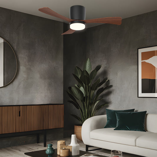 Medidas ventilador de techo AJP/Alemar KENT 11837, 107cm, negro madera, luz LED. Luzguru.com