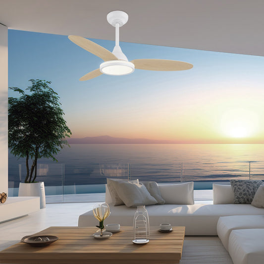 Medidas del ventilador Mahon 107cm de madera clara AJP/Alemar (Ref. 11563) - LuzGuru.com