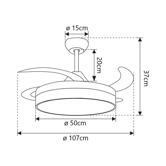 Medidas ventilador de techo Malta 50cm Niquel Satinado AJP/Alemar Ref. 11532 - luzguru.com