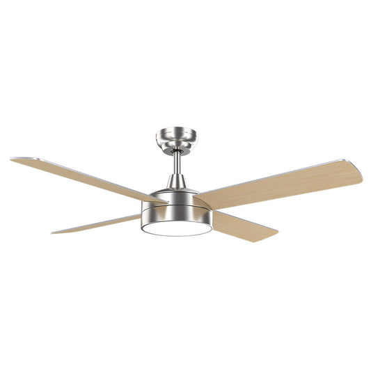 Ventilador Nevery fabricado en Metal color Níquel con aspas Haya y Plata