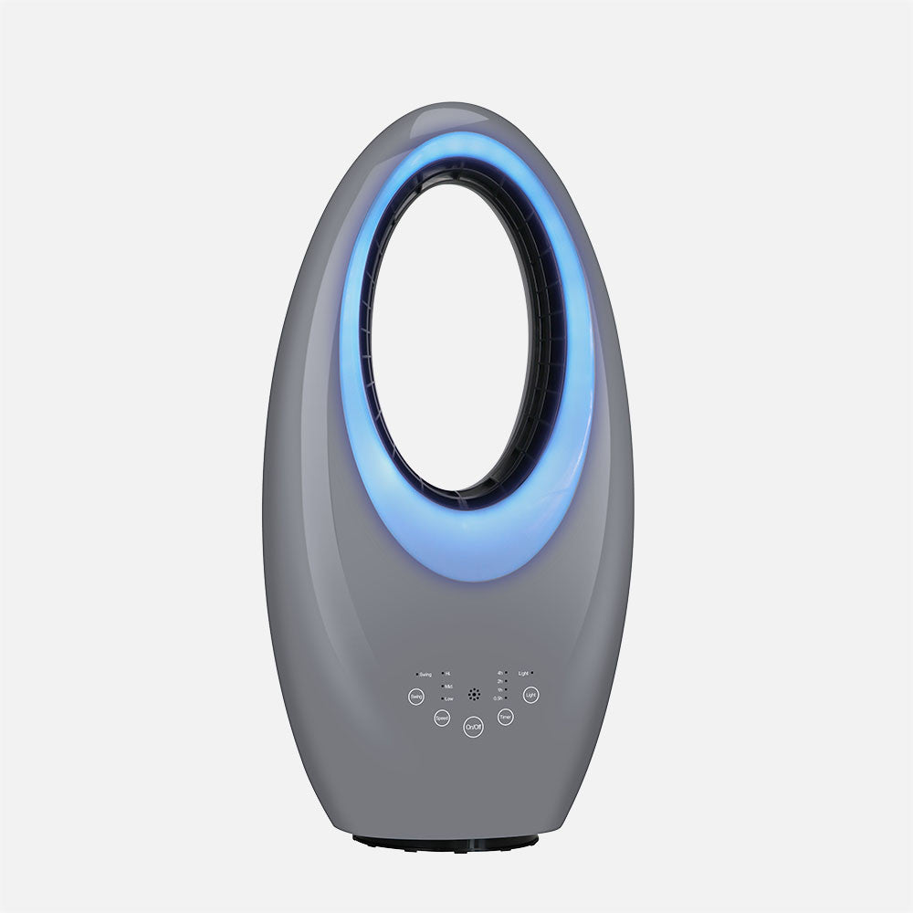 Elegante ventilador sin aspas gris ideal para salón