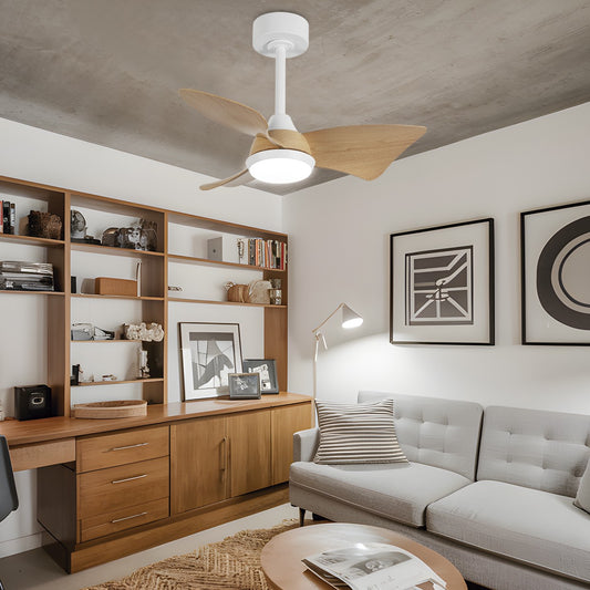 Ventilador de techo AJP/Alemar Tauro 76cm blanco/madera con luz LED 24W - Ref. 11825 - LUZGURU