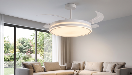 RODAS Ventilador de Techo Blanco con Luz LED y Aspas Retráctiles BELAIR