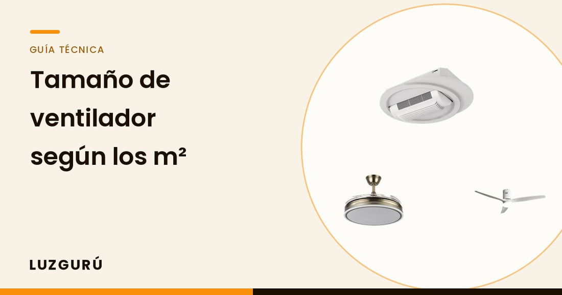 Tamaño de ventilador de techo según los m². Fotos de producto: Ventilador de Techo con Plafón LED Camaleón, Ventilador de…