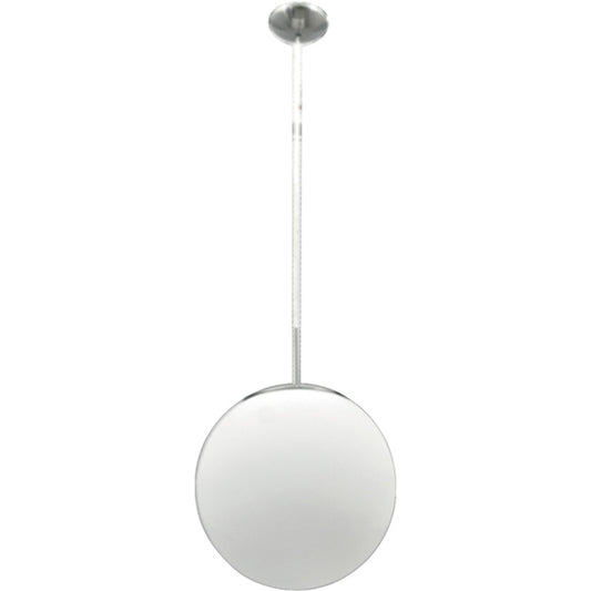 Lámpara Colgante GLOBAL 30 cm Níquel y Blanco Interlusa - Vista frontal principal en fondo blanco | LuzGurú