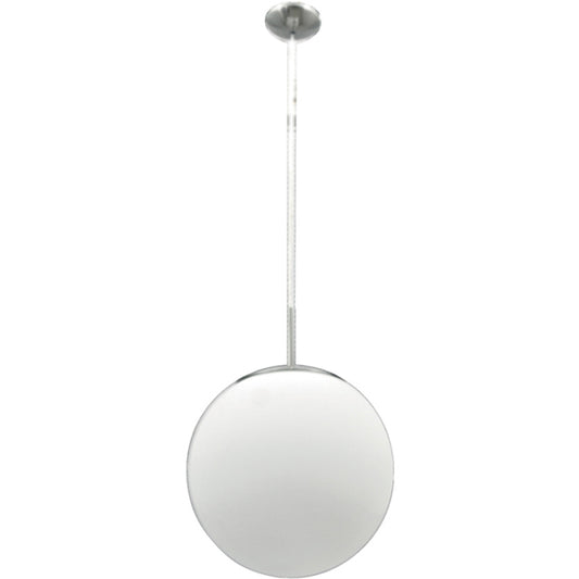 Lámpara Colgante Global 35 cm Níquel y Blanco Interlusa - Vista frontal principal en fondo blanco | LuzGurú