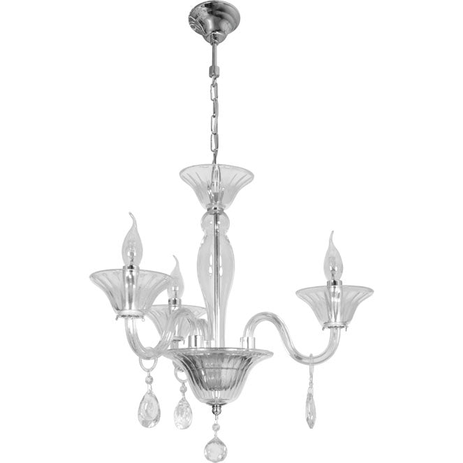 Lámpara de Techo ROSALINA de Cristal Transparente Interlusa con 3xE14 y altura regulable, vista frontal