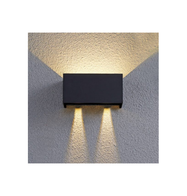 Aplique de Pared LED de Muñoz e Hijos (Apliques Exterior) en color Negro con luz bidireccional encendido - Ref 005217