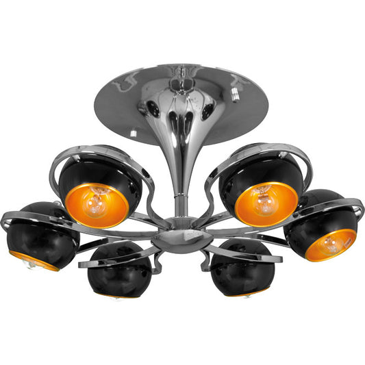 Plafón Clásico CHIARA 60 cm Negro/Cromo Interlusa - Vista frontal principal en fondo blanco | LuzGurú