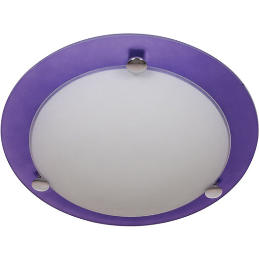 Plafón Moderno Redondo TIERRA 25 cm Berenjena y Blanco Interlusa - Vista frontal principal en fondo blanco | LuzGurú