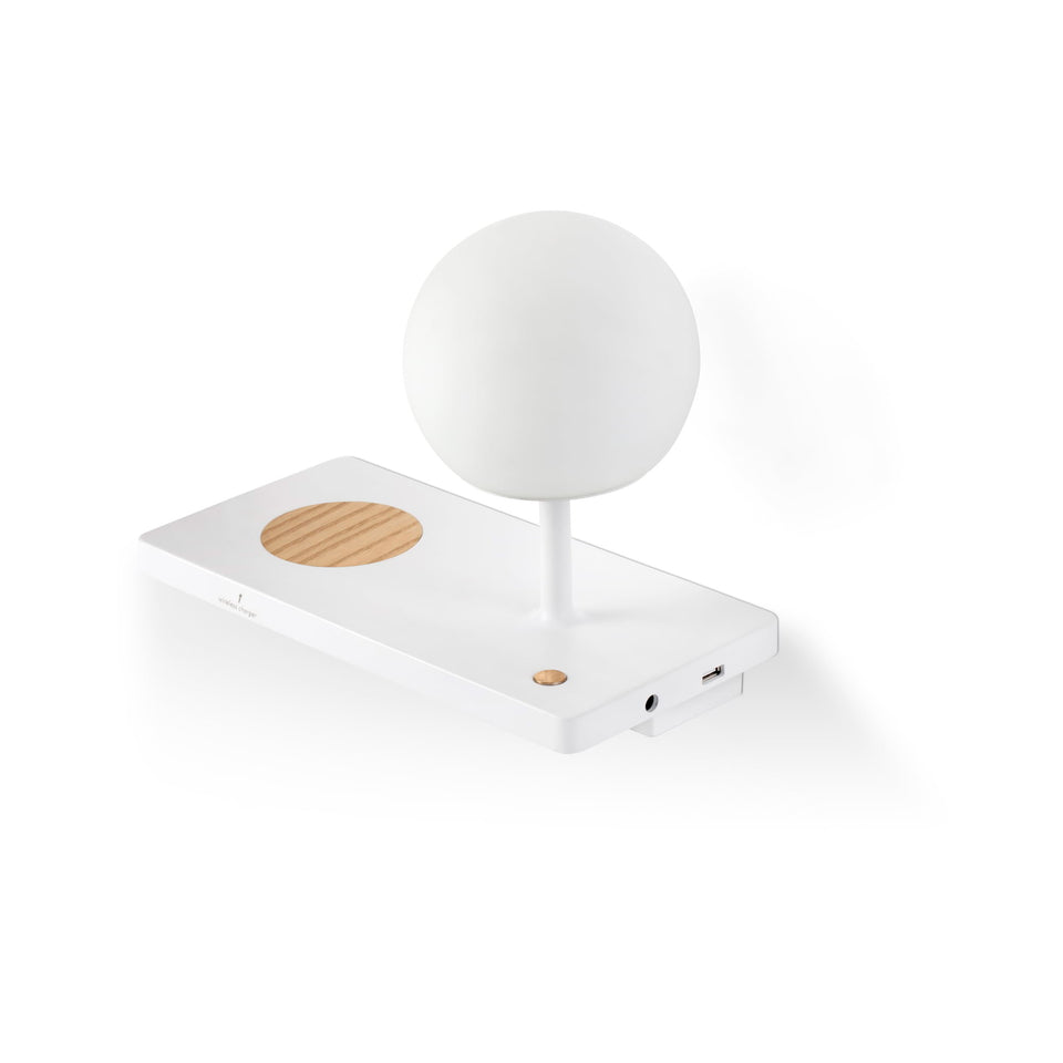 Modelo 3D interactivo y realidad aumentada de Aplique NIKO Izquierdo Blanco con Cargador Inalámbrico FARO