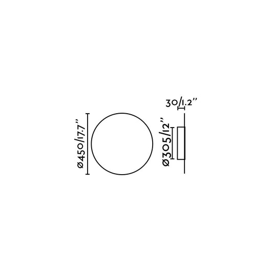 Plano con medidas de Aplique de Pared Board 450 12W Pizarra Negra FARO