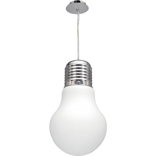 Lámpara Colgante LUZ 29 cm Blanco y Cromo Interlusa - Vista frontal principal en fondo blanco | LuzGurú