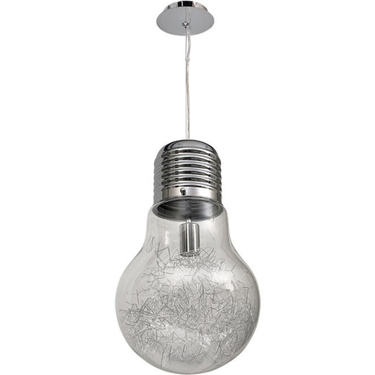 Lámpara Colgante LUZ 29 cm Transparente y Cromo Interlusa - Vista frontal principal en fondo blanco | LuzGurú