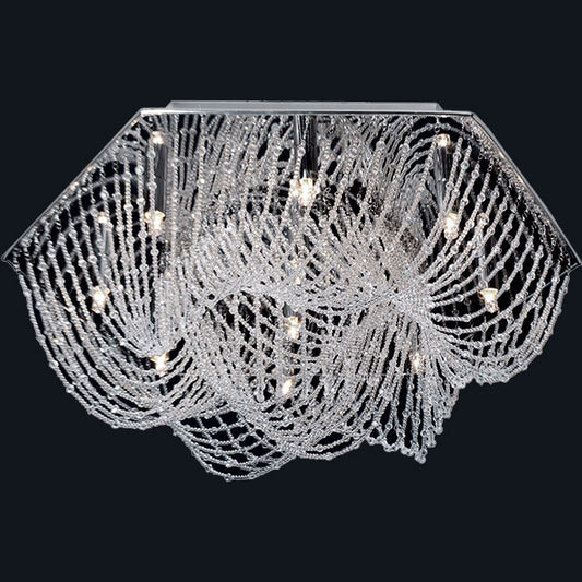 Plafón Clásico CAMILA 60 cm Cromo Cristal Interlusa - Vista frontal principal en fondo blanco | LuzGurú