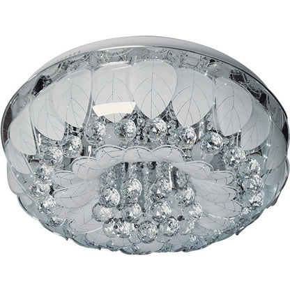 Plafón GLORIA de cristal y cromo de Interlusa, vista frontal