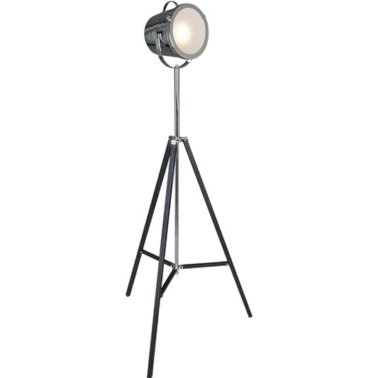 Lámpara de Pie NOBEL Trípode 163 cm Cromo/Negro Interlusa - Vista frontal principal en fondo blanco | LuzGurú