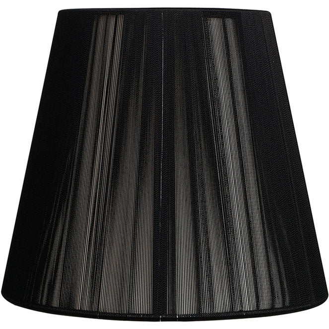 Pantalla INDIRA redondo cónico de hilos con pinza Al.9xD.14cm Negro Interlusa