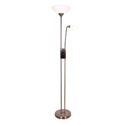 Lámpara de pie MILANO fabricada en metal color cuero con detalles en vidrio