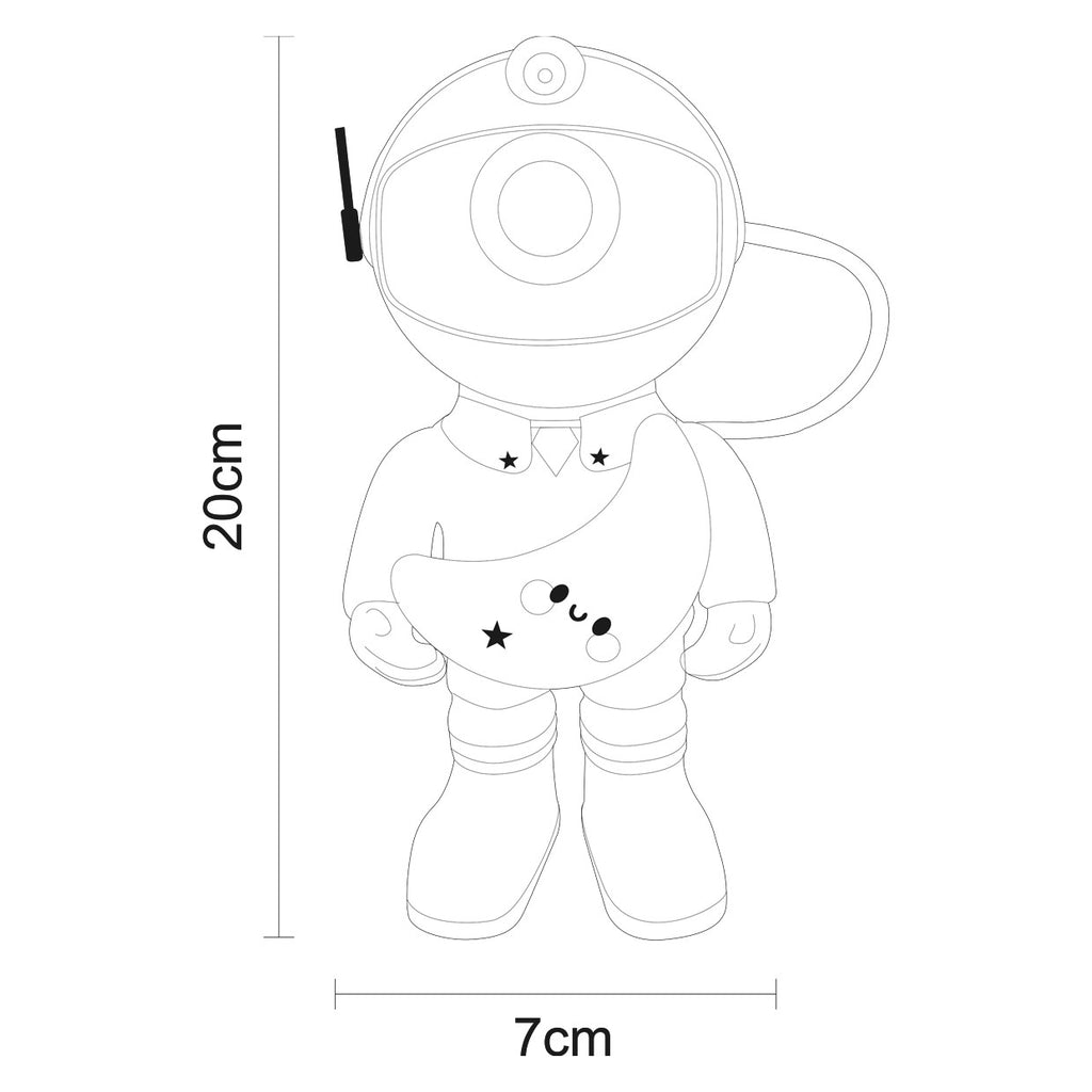 Detalle del proyector y mando a distancia de la sobremesa LED Space ALEMAR
