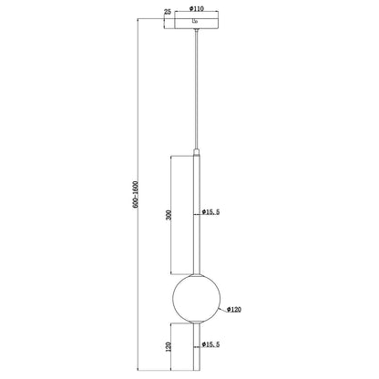 Detalle de la bola cristal opal y estructura metal del colgante Lanuvio ALEMAR