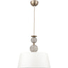 Lámpara colgante KEGAN de Interlusa D.45cm en cuero y blanco, vista frontal