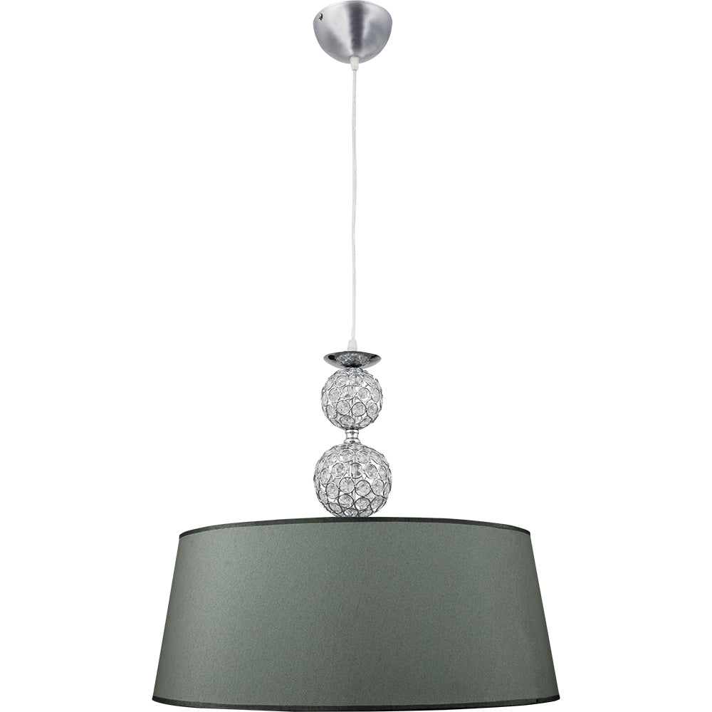 Lámpara colgante KEGAN de cristal y metal en cromo/plata, vista frontal