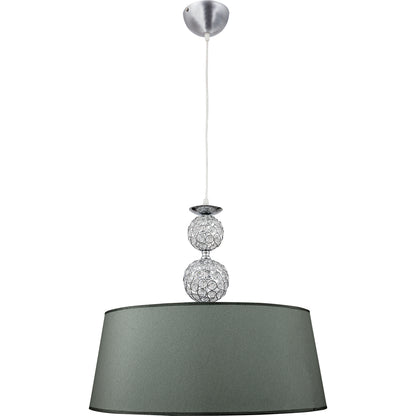 Lámpara colgante KEGAN de cristal y metal en cromo/plata, vista frontal