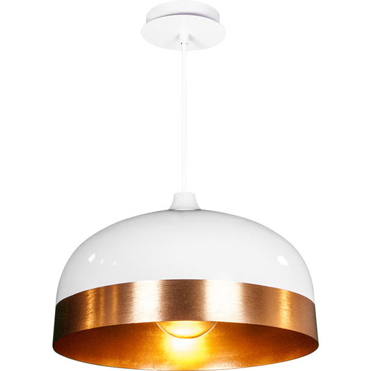 Lámpara Colgante Edison 33 cm Blanco y Oro Interlusa - Vista frontal principal en fondo blanco | LuzGurú