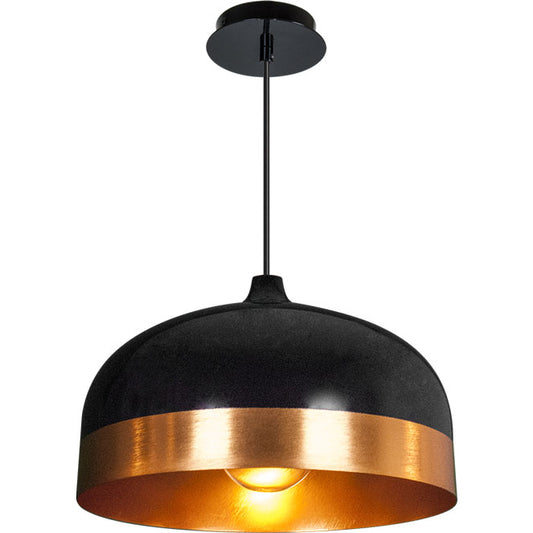 Lámpara Colgante Edison 33 cm Negro/Oro Vintage Interlusa - Vista frontal principal en fondo blanco | LuzGurú
