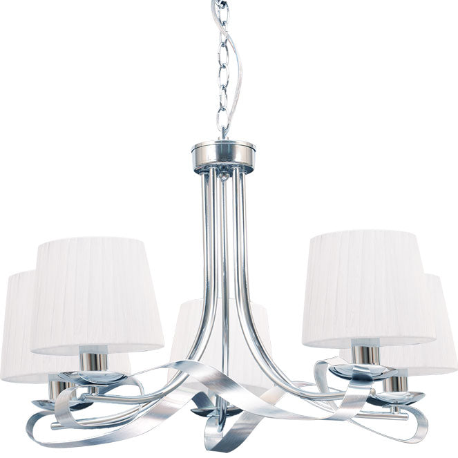 Lámpara de Techo Cleveland 5 Luces 60 cm Cromo y Blanco Interlusa - vista principal | Interlusa · Ref. 067555020