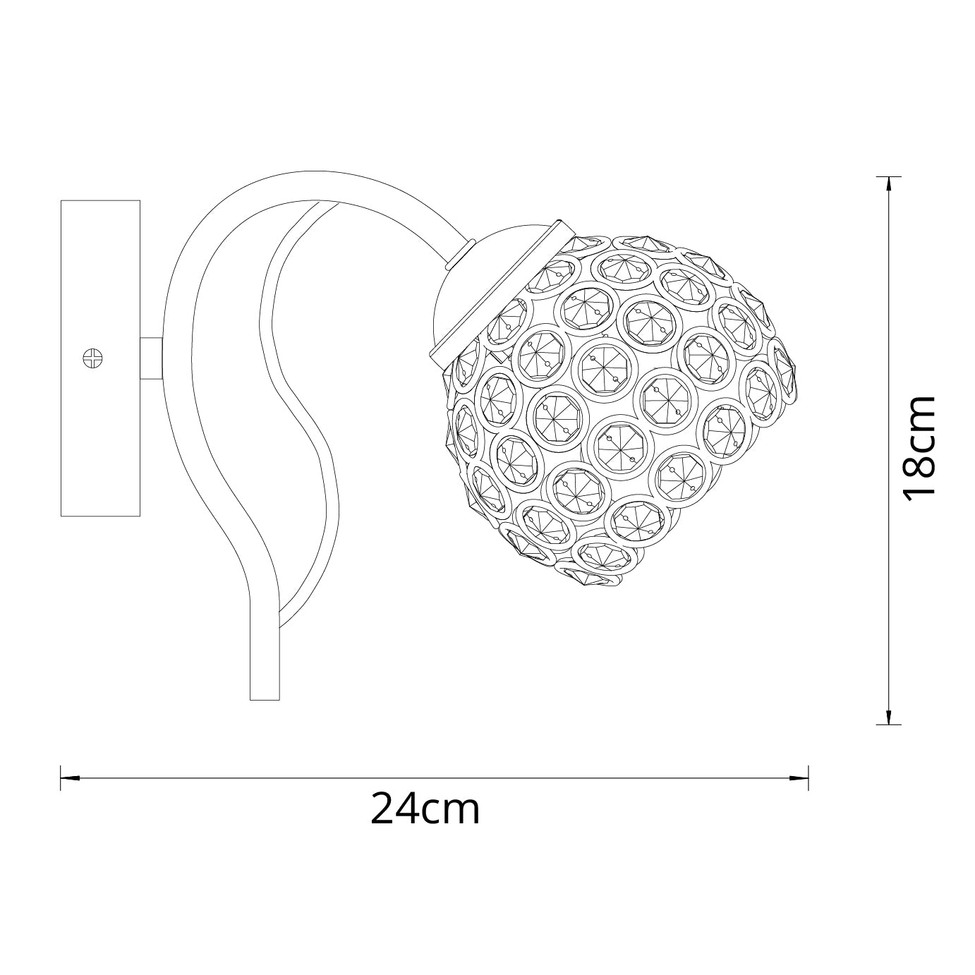Aplique de Pared BALBINA 24 cm Cromo Interlusa encendida con proyección de luz y ambiente | LuzGurú