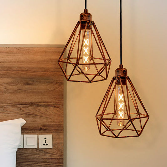Lámpara Colgante Nevada 28 cm Cobre Interlusa instalada en ambiente decorativo de salón o dormitorio | Interlusa
