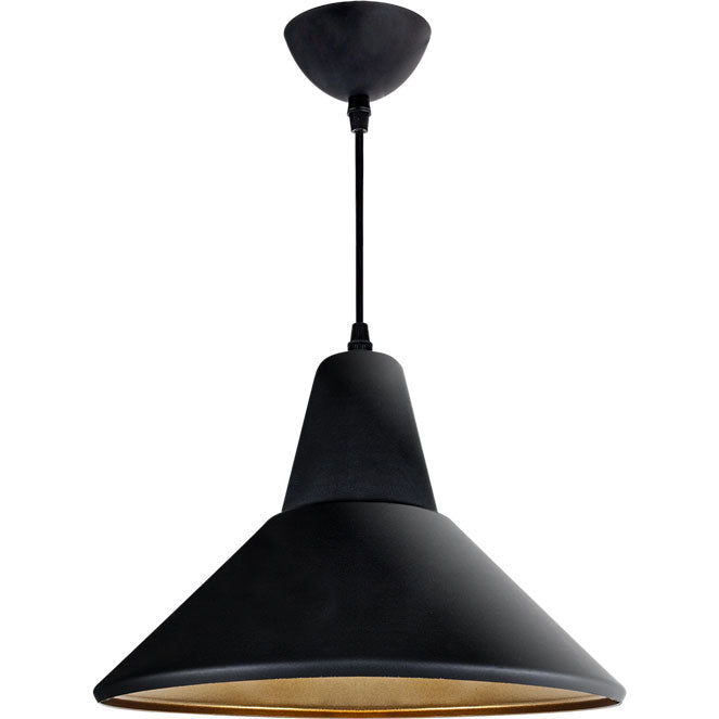 Lámpara colgante GILBERTO vintage negro y oro Interlusa, vista frontal