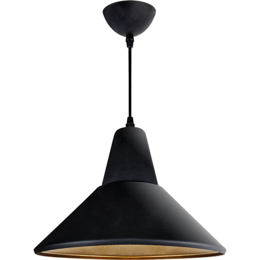Lámpara colgante GILBERTO vintage negro y oro Interlusa, vista frontal